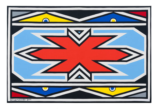 Esther Mahlangu; Abstract in Red