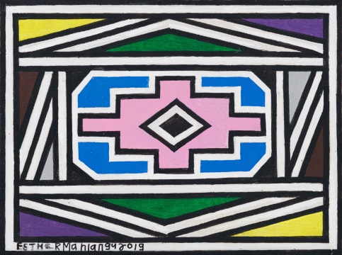 Esther Mahlangu; Untitled (Ndebele Design with Pink Centre)