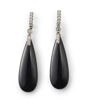 Onyx and diamond earrings