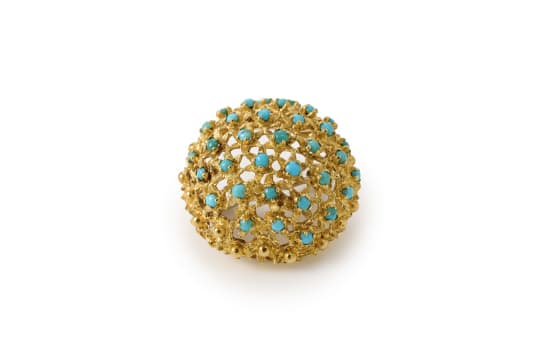 Turquoise domed brooch