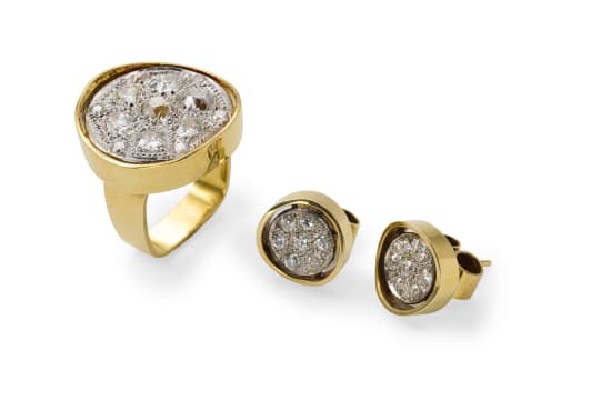 Diamond ring and earring set