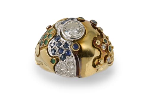 Domed multi-gem ring