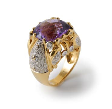 Bespoke amethyst and diamond ring