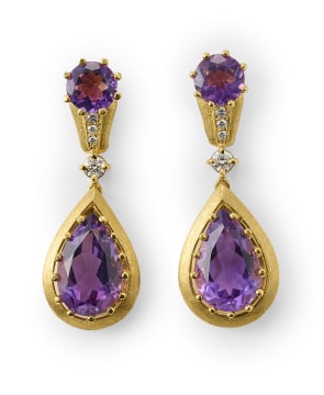 Amethyst and diamond earrings