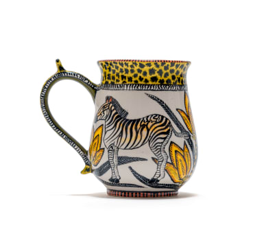 George Manyathela; Jug with zebra and aloe decoration