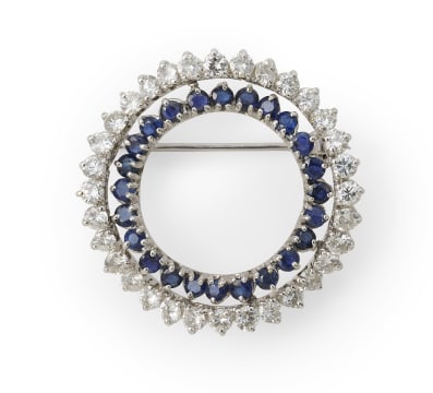 Diamond and sapphire brooch