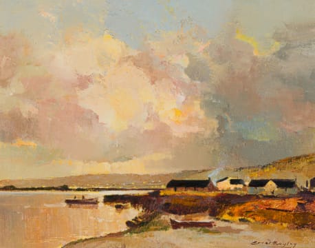 Errol Boyley; Landscape with Cottages and Boat