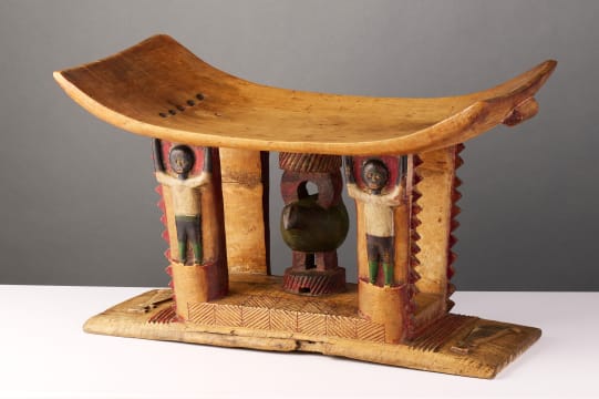 Ashante stool with bird emblem, Ghana