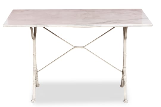 Painted steel table with marble top