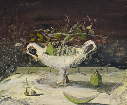 Christo Coetzee; Still Life with Fruit and Double-Handled Vessel
