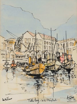 Arthur Edward Cantrell; Table Bay - with Fishing Boats