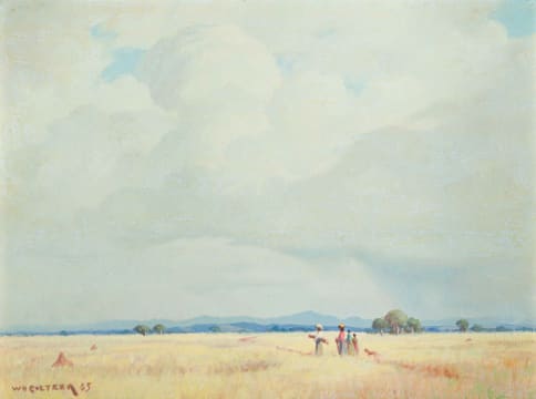 Willem Hermanus Coetzer; Figures Walking through the Veld