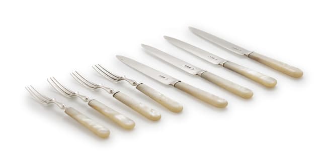 A George V silver and mother-of-pearl part fruit set, William Hutton & Son Ltd, 1924