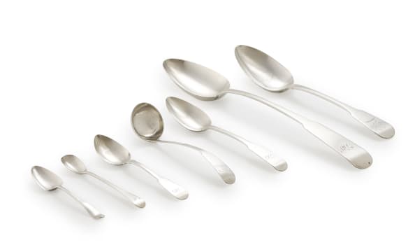 A miscellaneous group of George III spoons, William Auld, Edinburgh, 1814