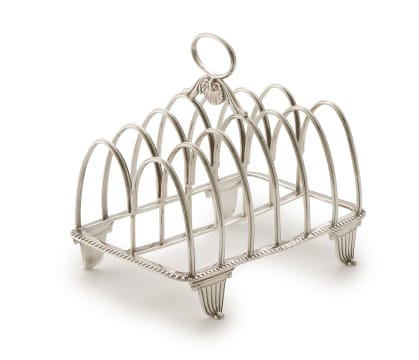 A George IV silver toast rack, Smith, Tate & Co, Sheffield, 1813