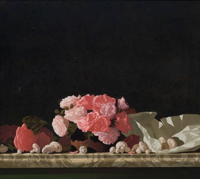 Neil Rodger; Still Life with Roses and Mushrooms