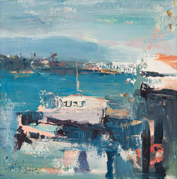 Sidney Goldblatt; Abstract Boats in a Harbour