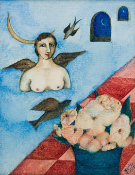 Hannetjie de Clercq; Winged Figure with a Vase of Flowers