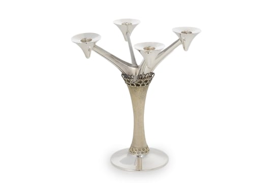 An Elizabeth II parcel-gilt silver four-branch candelabra, Stuart Devlin, London, 1975