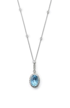 Browns the Diamond Store; Aquamarine and diamond necklace