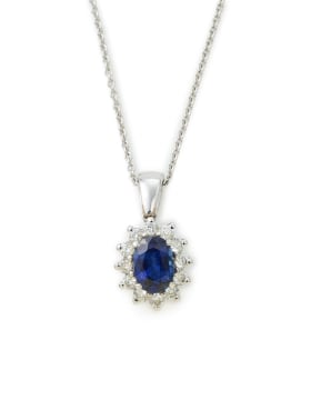 Browns the Diamond Store; Sapphire cluster pendant