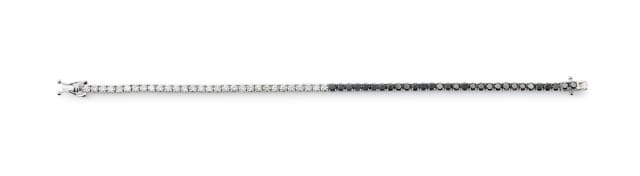 Diamond and black diamond tennis bracelet