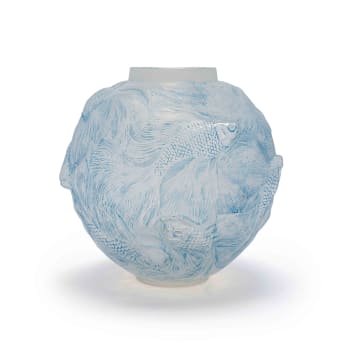 René Lalique; René Lalique 'Formose', opalescent and blue-patinated vase, No. 934, designed 1924
