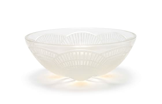 René Lalique; René Lalique 'Coquilles' opalescent, frosted and clear glass coupe, No.3201, designed 1924