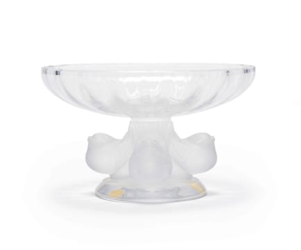 Lalique; Lalique 'Nogent' clear and frosted crystal footed compote, No. 11051, post 1945