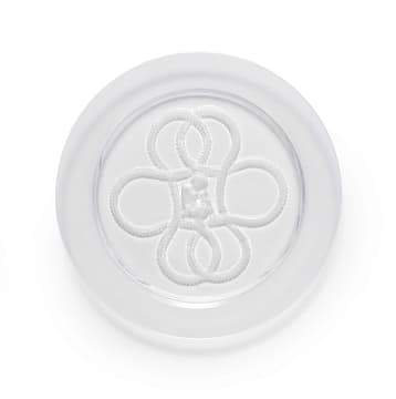Lalique; Lalique 'Olympe' clear crystal plate with cherub motif, designed 1976, post 1945