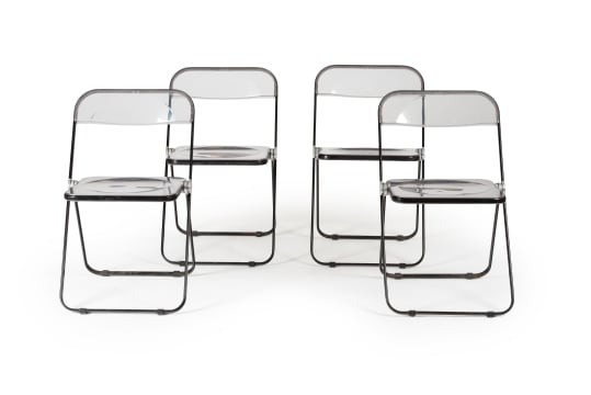 Set of four 'Plia' folding chairs with hanging rack for Anonima Castelli, Italy