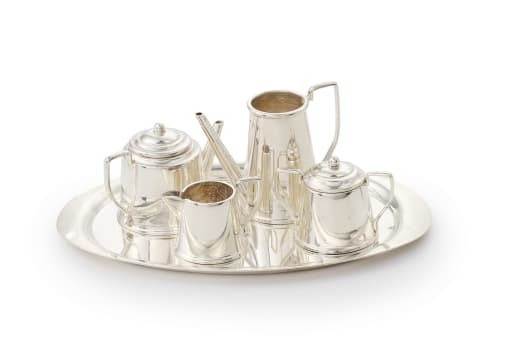 An Elizabeth II silver five-piece miniature tea set, John Rose, Birmingham, 1974