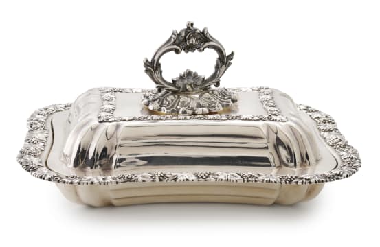 A silver-plate entrée dish and cover, 20th century