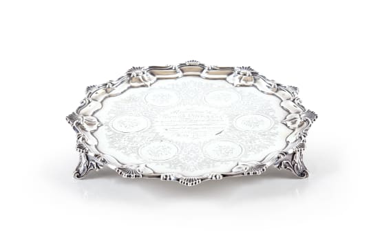 A Victorian silver salver, Robert Harper, London, 1860