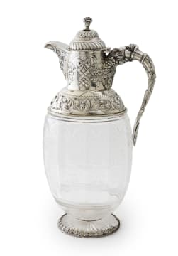 An Edward VII silver-mounted glass jug, Mappin & Webb, London, 1901