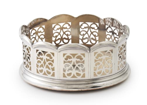 A silver-plated wine coaster, 20th century