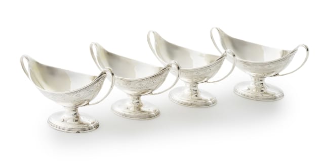 A set of four George III silver salts, Robert Hennel I, London, 1789