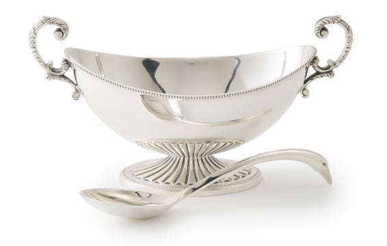 An electroplated sauce tureen, England, 20th century