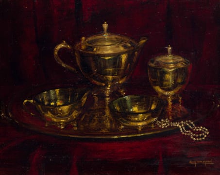 Henry John Dykman; Still Life with Brass Vessels
