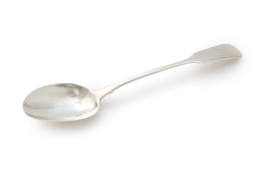 A Cape silver 'Fiddle' pattern serving spoon, Lawrence Holme Twentyman, c.1818-1837