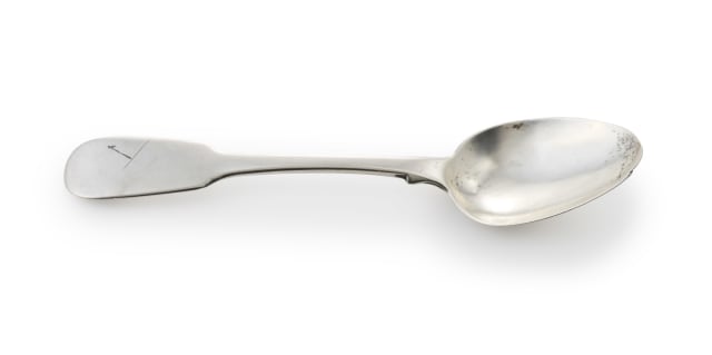 A Cape silver 'Fiddle' pattern teaspoon, Lawrence Holme Twentyman, c. 1818 -1852