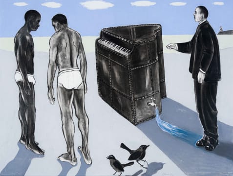 Leon Vermeulen; Three Figures and Two Birds