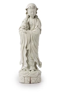 A Chinese Dehua figure of Guanyin, Ch'ing dynasty, 17th or 18th century