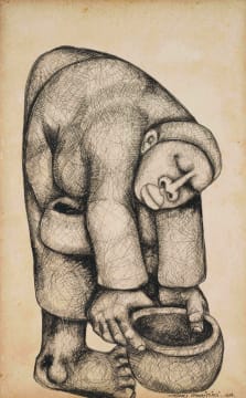 Meshu Mokitimi; Figure Lifting a Bowl
