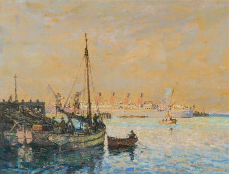 Charles Ernest Peers; Harbour Scene with Union Castle liner