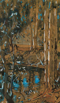 Sydney Carter; Blue Gum Trees alongside a Stream