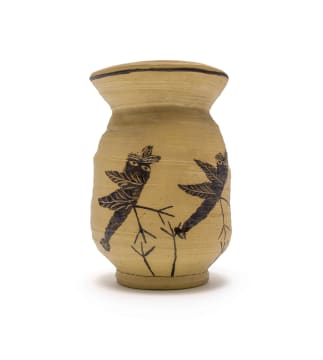 Hylton Nel; Vase with black bird motifs