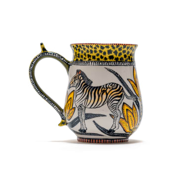 Ardmore Ceramic Studio; Jug with zebra and aloe decoration