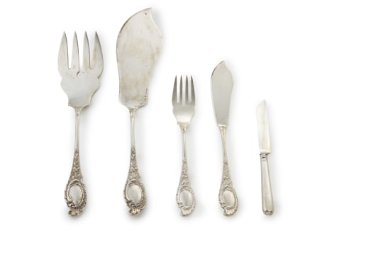 A part set of Russian silver flatware, St. Petersburg, c.1908