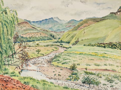 Fred F Bauer; Landscape with River